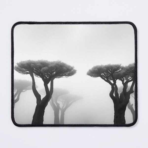 Item preview, Mystical Foggy Dragon Blood Trees Black and White Landscape Art designed and sold by EllDAV777.
