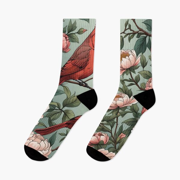 Item preview, A Pair Of Red Cardinal Birds and Peony Flowers Illustration designed and sold by taiche.
