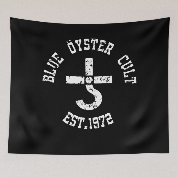 Aperçu de l'œuvre Logo Blue Oyster Cult BOC blanc, datant de 1972 (vintage) créée et vendue par GrinReaperGoods.