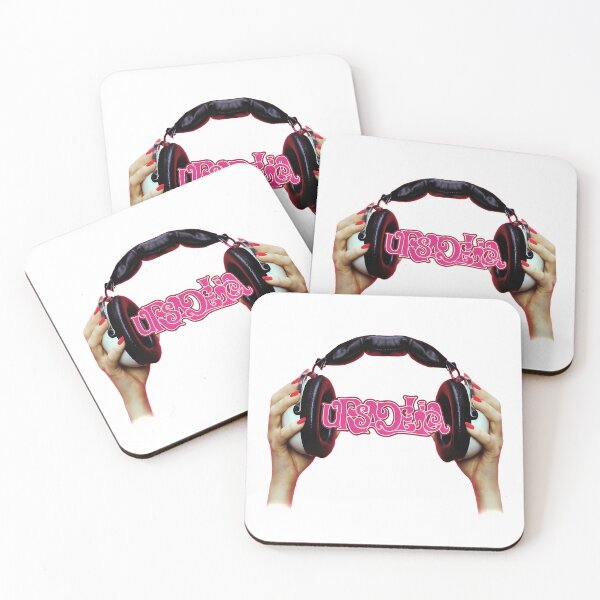 Item preview, Manos sosteniendo auriculares con letras rosas designed and sold by Isaac Anene.