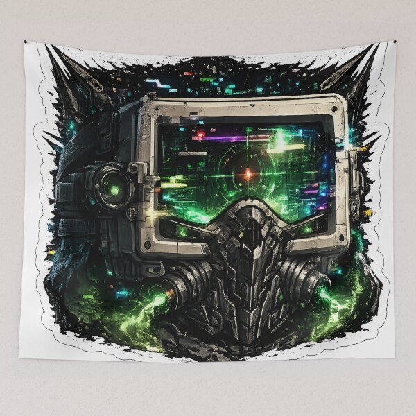 Item preview, Pixel Art Retro Computer Monitor with Glitch Art Error Code designed and sold by RiteshCenter .