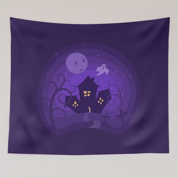 Item preview, Haunted Halloween House Beneath a Ghostly Purple Moon designed and sold by CozyLittleShop.