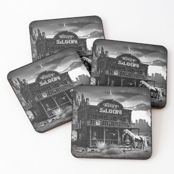 Item preview, Old West Saloon Horse Western Desert Cowboy Black and White Art designed and sold by inkoutninja.