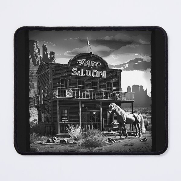 Item preview, Old West Saloon Horse Western Desert Cowboy Black and White Art designed and sold by inkoutninja.