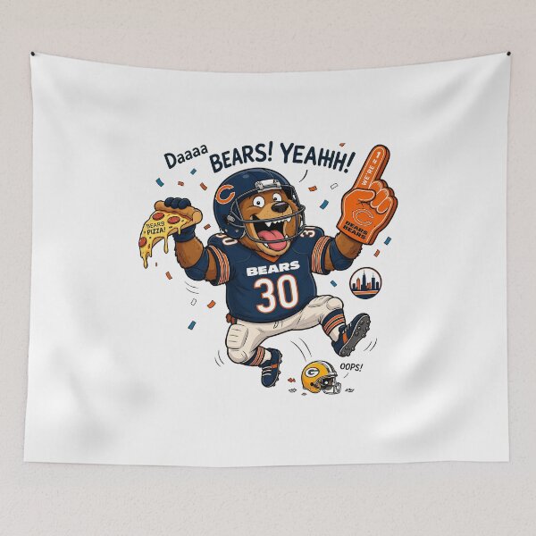 Item preview, Playful Football Bear Fan Cartoon With Team Spirit designed and sold by LisaDanie63314.