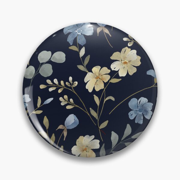 Item preview, Dark Florals Anthology – Chic Vintage Navy Botanicals With Muted Blue & Yellow Wildflowers designed and sold by Whimsical Wayfarer.
