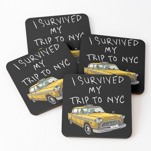 Item preview, I Survived My Trip To New York NYC Big Yellow Taxi Travel Vintage Meme designed and sold by MimicMiniatures.