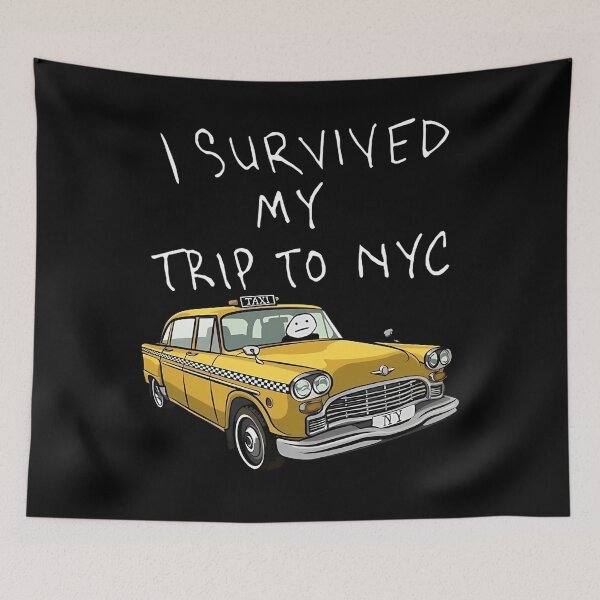 Item preview, I Survived My Trip To New York NYC Big Yellow Taxi Travel Vintage Meme designed and sold by MimicMiniatures.