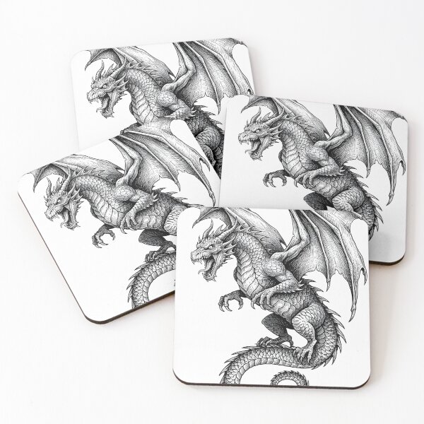 Artikelvorschau, Mittelalterlicher Drache im Flug – Illustration eines furchterregenden geflügelten Drachen entworfen und verkauft von DragonSerpent Ink.