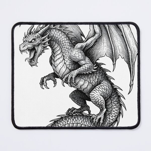 Item preview, Medieval Dragon in Flight – Fierce Winged Dragon Illustration designed and sold by DragonSerpent Ink.