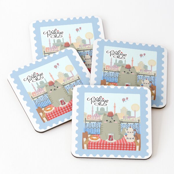 Item preview, Cat in Turkey drinking tea funny stamp  designed and sold by CafePluto.