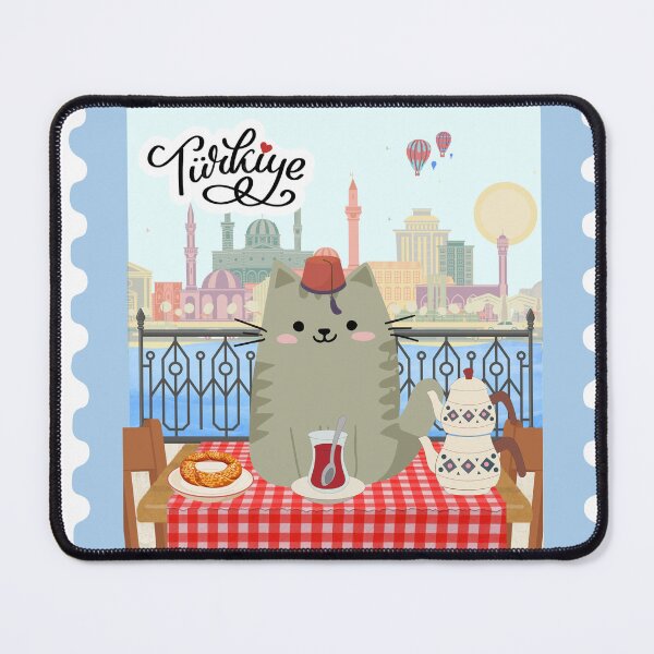 Item preview, Cat in Turkey drinking tea funny stamp designed and sold by CafePluto.