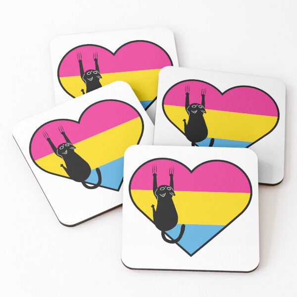 Item preview, Cat Scratch Pansexual Flag Heart designed and sold by Kit Barrie Creations.