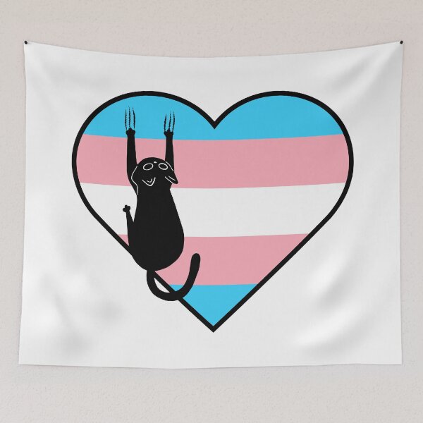 Item preview, Cat Scratch Transgender Flag Heart designed and sold by Kit Barrie Creations.