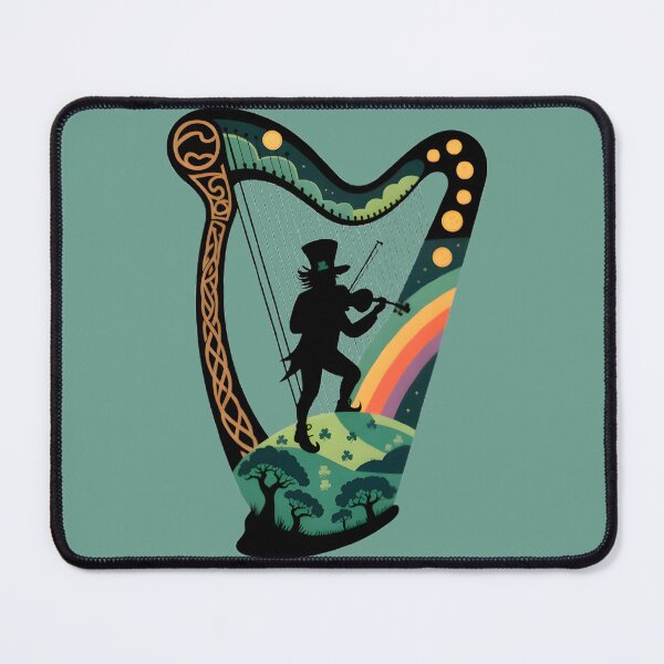 Item preview, Celtic Leprechaun Fiddle Silhouette Irish Folklore Art designed and sold by designscreators.