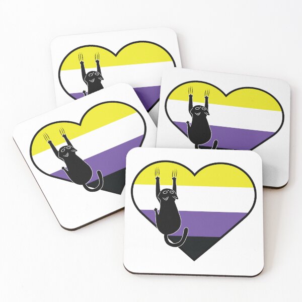 Item preview, Cat Scratch Nonbinary Flag Heart designed and sold by Kit Barrie Creations.