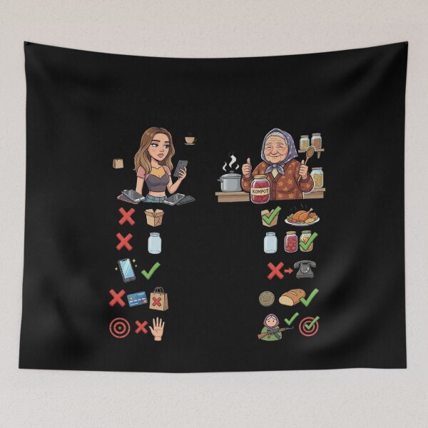 Item preview, Girlfriend vs Babushka Meme Tale of Contrasts designed and sold by Flirt-Teez.