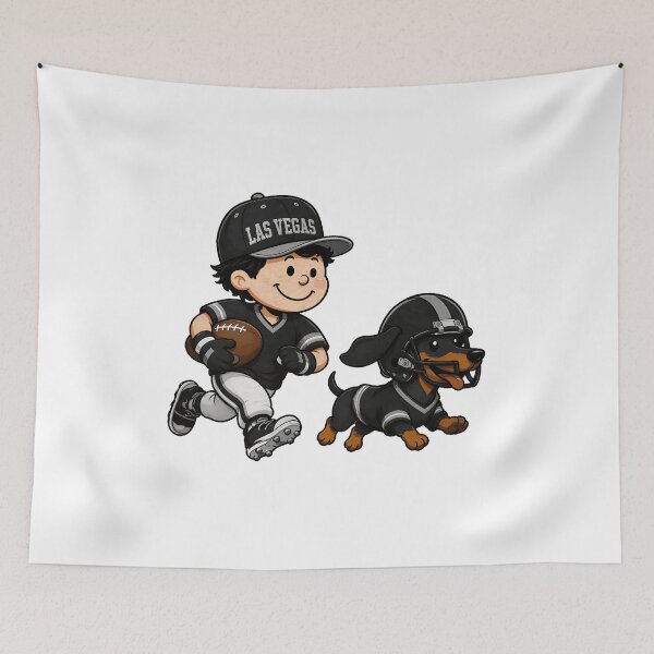 Item preview, Las Vegas Football Player And Dog Cartoon Artwork designed and sold by OscarTorr24347.