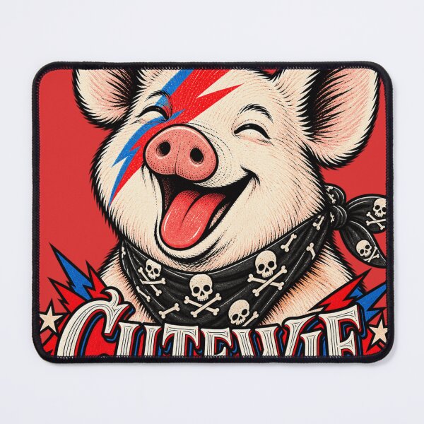 Item preview, CUTEWIE Pig Ziggy Stardust - Bowie Pig Rock Skull Bandana Poster designed and sold by BRTHRCNK01.