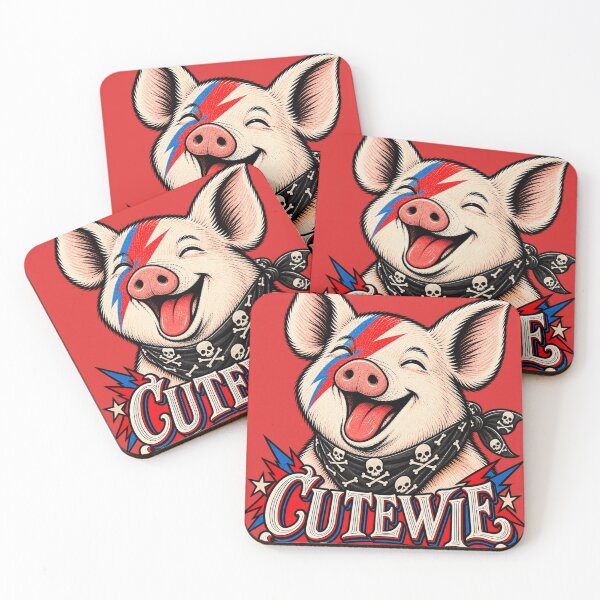 Item preview, CUTEWIE Pig Ziggy Stardust - Bowie Pig Rock Skull Bandana Poster designed and sold by BRTHRCNK01.