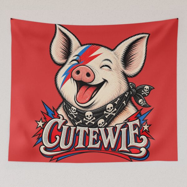 Item preview, CUTEWIE Pig Ziggy Stardust - Bowie Pig Rock Skull Bandana Poster designed and sold by BRTHRCNK01.