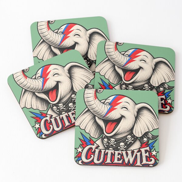 Item preview, CUTEWIE Elephant Ziggy Stardust - Baby Elephant Rock Skull Bandana Poster designed and sold by BRTHRCNK01.