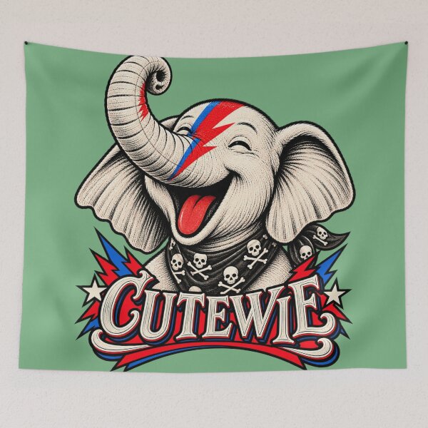 Item preview, CUTEWIE Elephant Ziggy Stardust - Baby Elephant Rock Skull Bandana Poster designed and sold by BRTHRCNK01.