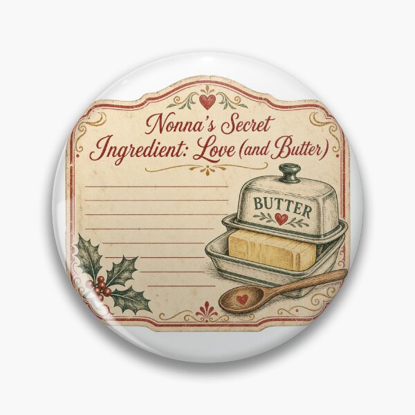 Artikelvorschau, Nonnas Secret Ingredient Love and Butter Vintage Rezeptkarte entworfen und verkauft von BoosterShop.