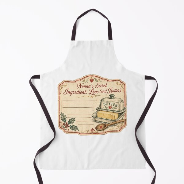 Artikelvorschau, Nonnas Secret Ingredient Love and Butter Vintage Rezeptkarte entworfen und verkauft von BoosterShop.