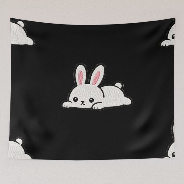 Item preview, Lazy Rabbit Lying Down Kawaii Embroidery Patch designed and sold by ColorSplash123.