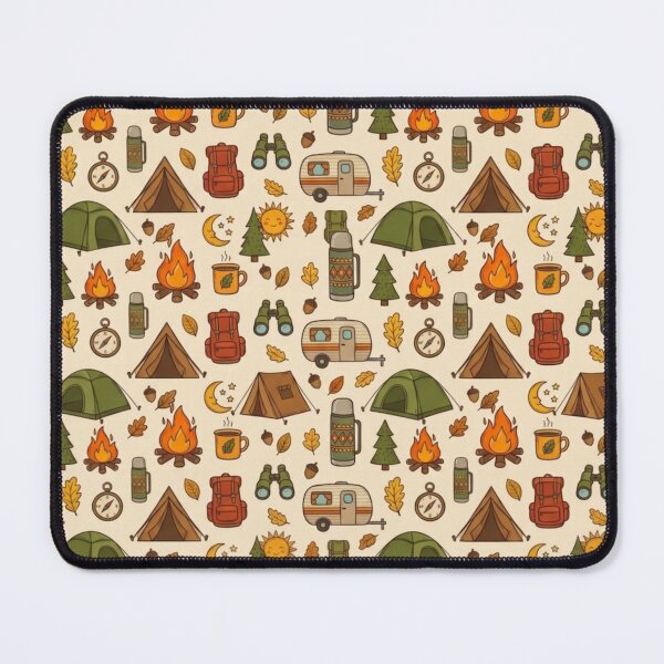 Item preview, Retro Hand Drawn Camping and Hiking Seamless Pattern designed and sold by GabeMountainArt.