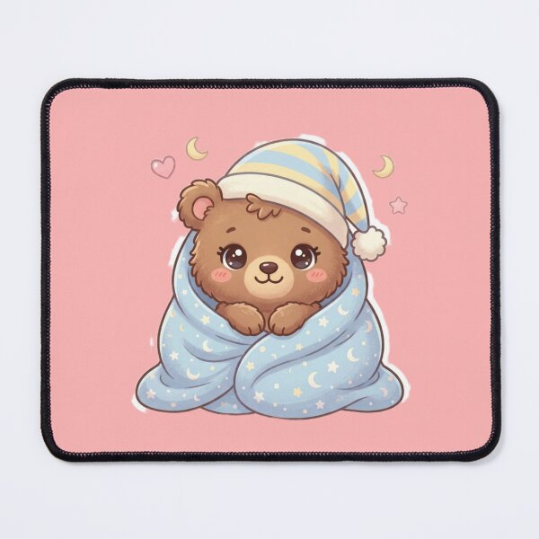 Item preview, Cozy Kawaii Bear with Star Blanket – Cute Sleepy Bear designed and sold by Tinydoodlenest .
