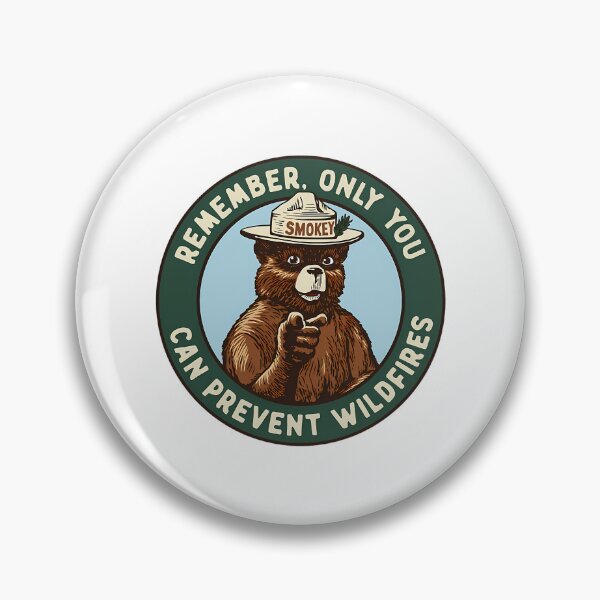 Item preview, Smokey Bear Remember Only You Can Prevent Wildfires Vintage Badge designed and sold by UKCoinsShopp.