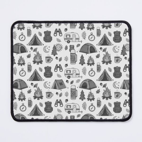Item preview, Retro Hand Drawn Camping and Hiking Seamless Pattern designed and sold by GabeMountainArt.