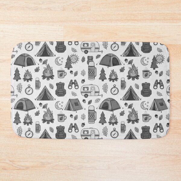 Item preview, Retro Hand Drawn Camping and Hiking Seamless Pattern designed and sold by GabeMountainArt.