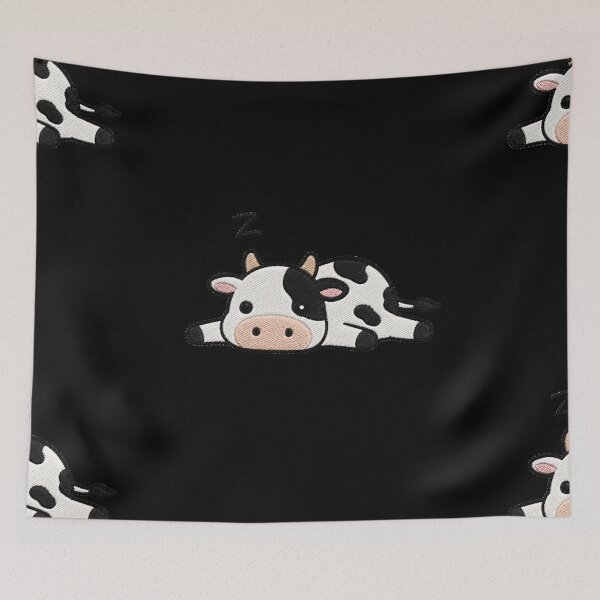 Item preview, Sleepy Cow Taking a Nap Kawaii Embroidery Patch designed and sold by ColorSplash123.