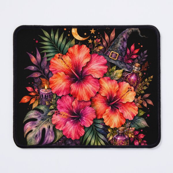 Aperçu de l'œuvre Hibiscus tropical ensorceleur | Art botanique sombre d'Halloween créée et vendue par IamNolmo.