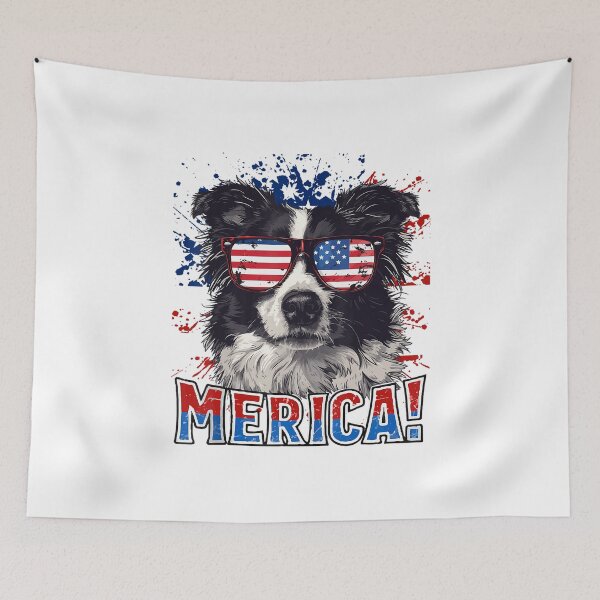 Item preview, 4th Of July Merica Border Collie Dog USA Flag Kids Men Women top meme designed and sold by YasuoShop.