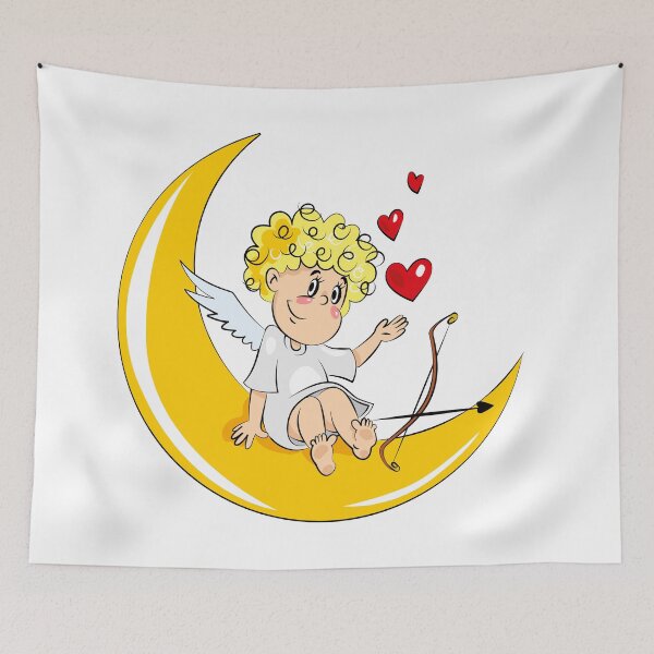 Item preview, Cute Cupid Angel Sitting on Moon designed and sold by Ekaterina  Biserova.