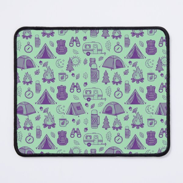Item preview, Retro Hand-Drawn Camping and Hiking Seamless Pattern designed and sold by GabeMountainArt.