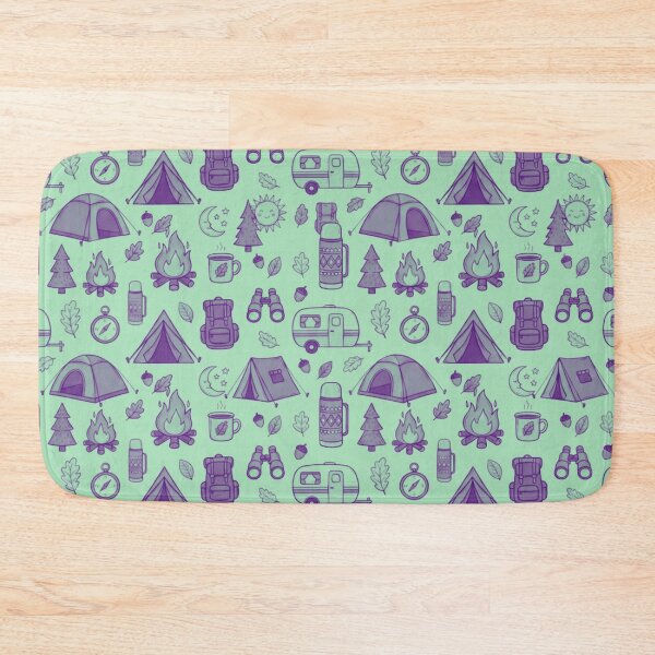 Item preview, Retro Hand-Drawn Camping and Hiking Seamless Pattern designed and sold by GabeMountainArt.