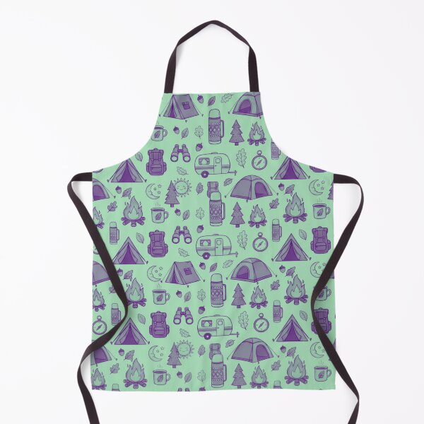 Item preview, Retro Hand-Drawn Camping and Hiking Seamless Pattern designed and sold by GabeMountainArt.
