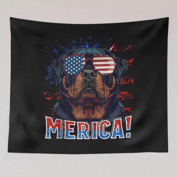 Item preview, 4th Of July Merica Rottweiler Dog USA Flag Kids Men Women  designed and sold by QLShop.