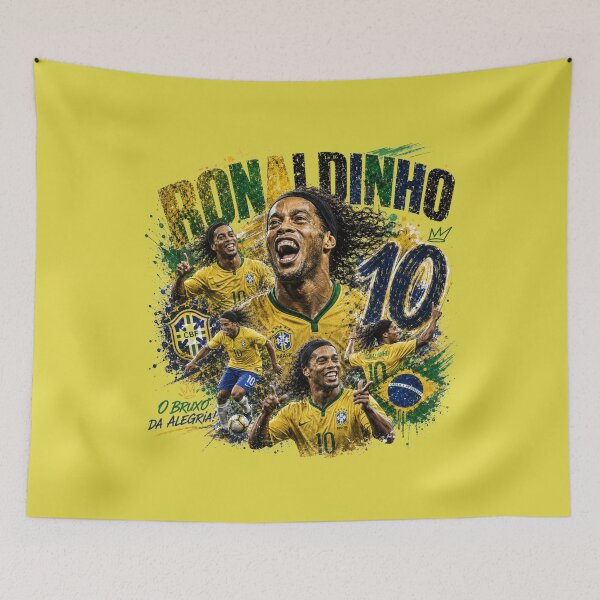 Item preview, Ronaldinho Brazil No. 10 – O Bruxo Football Legend Grunge Art designed and sold by FutureTraveller.