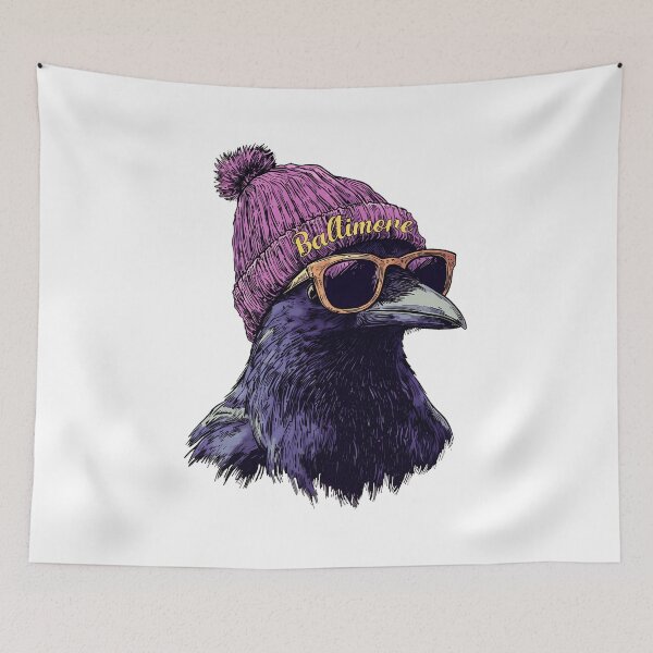 Item preview, Stylish Purple Raven Portrait With Beanie And Sunglasses designed and sold by RichardHi73290.