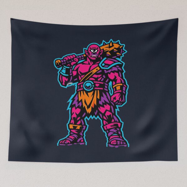 Item preview, One-Eyed Cyclops Warrior – Greek Myth Monster in Neon designed and sold by KungPowUnicorn.