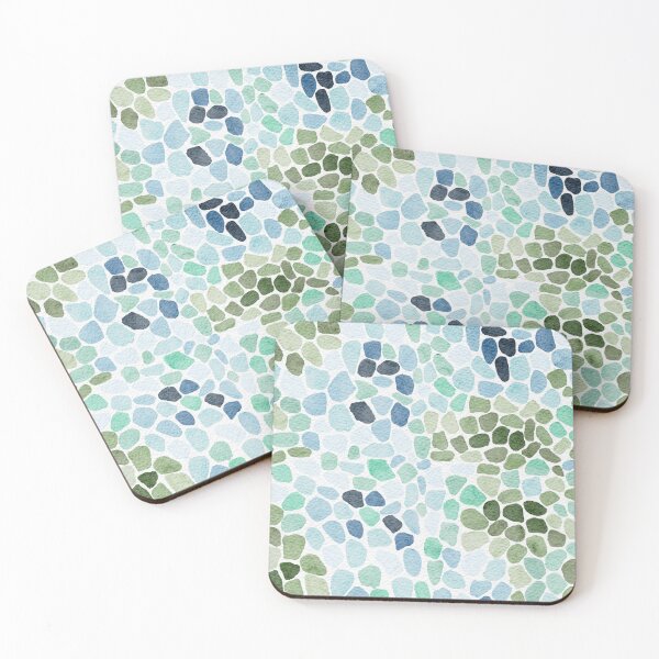 Item preview, Watercolor Sea Glass Mosaic Pebbles Pattern designed and sold by LafinaArt.
