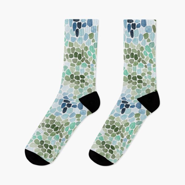 Item preview, Watercolor Sea Glass Mosaic Pebbles Pattern designed and sold by LafinaArt.