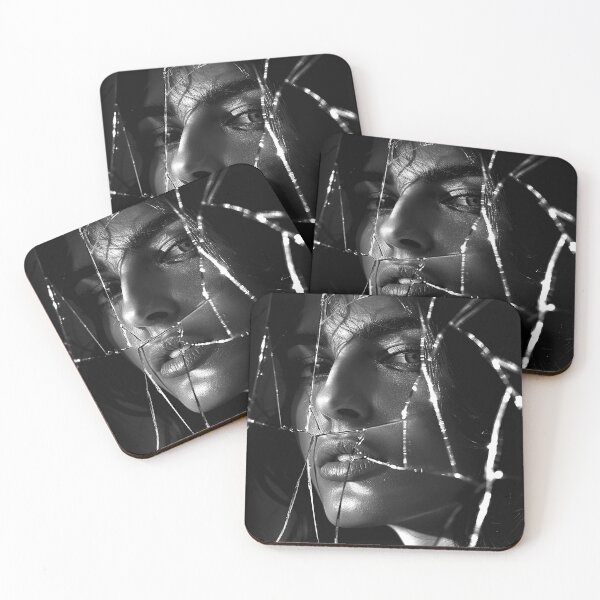 Item preview, Shattered Mirror Woman Portrait Black and White Surreal Beauty Art designed and sold by inkoutninja.