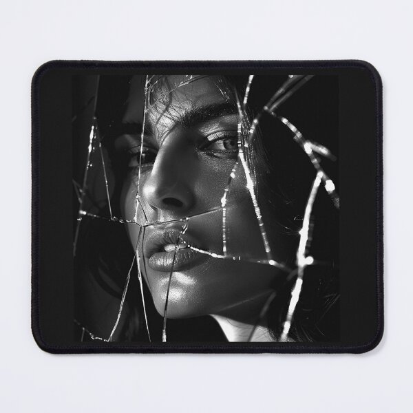Item preview, Shattered Mirror Woman Portrait Black and White Surreal Beauty Art designed and sold by inkoutninja.
